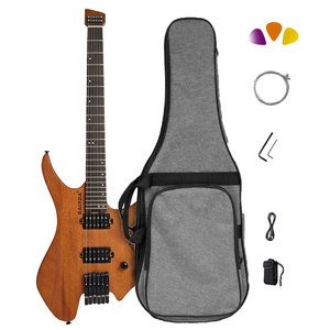 Guitarra Eléctrica Portátil sin Cabezal de 6 Cuerdas, Instrumento de Viaje con Puente Fijo, Pastillas H-H, Acabado Mate, Logotipo Personalizado OEM - Product Image 4