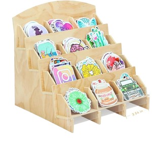 Wooden Multi Tiered <b>Shelf</b> 4 Layers For Stickers Cards Badges <b>Desktop</b> Organizer Storage Display Rack - Product Image 5