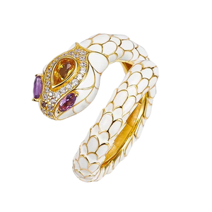 Anello da Donna BOCAI in <span class=keywords><strong>Argento</strong></span> Sterling 925, Smaltato <span class=keywords><strong>Dorato</strong></span>, Classico Serpente con Ametista e Cristallo Giallo, Regalo per Innamorati, Gioielli in <span class=keywords><strong>Argento</strong></span> - Product Image 1