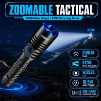 Lampe torche LED AURORA 800LM avec zoom et faisceau réglable pour le camping