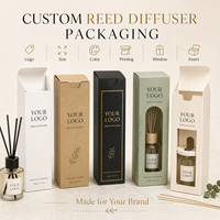 Boîte d'emballage personnalisée pour diffuseur de parfum, en carton pliable imprimé avec logo, pour flacon de parfum d'ambiance et bâtonnets.