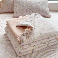 Selimut Musim Panas Katun Berlapis Ganda Cloud-Feel, Set Empat Potong