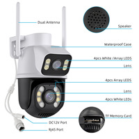 Caméra IP WiFi PTZ 4K sans fil 8MP à double objectif CMOS avec détection humaine IA pour surveillance extérieure et domestique, avec carte mémoire et stockage cloud