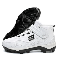 Chaussures de baseball mi-montantes pour hommes à lacets, 8 crampons en acier, pour softball, noir et blanc, grandes tailles européennes du 40 au 47, OEM