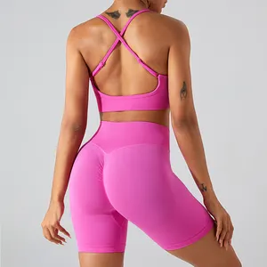 Solid Color 4 Way Stretch Quick Dry Fitness Gym Yoga Wear Running Women Yoga Shorts Girl China Seamless Sport Bra For Women
