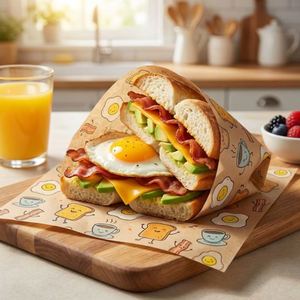 Papel de Hornear Antigrasa e Impermeable Personalizado, Impresión Personalizada para Envolver Hamburguesas y Pan (Cera de Grado Alimenticio) - Product Image 1