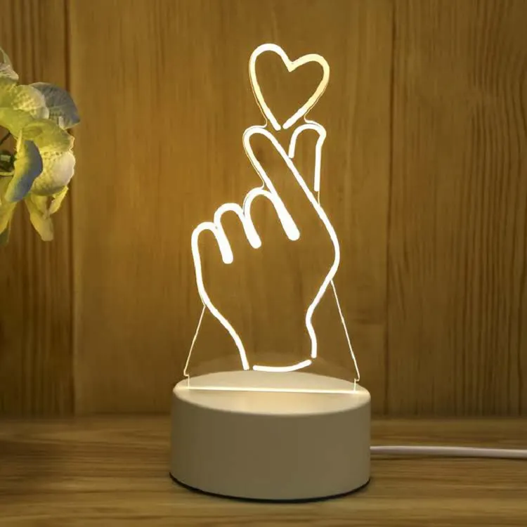 דוב אהבה רומנטית ירח סיטונאי USB 3D אשליה led לילה אור אקריליק מנורת בסיס