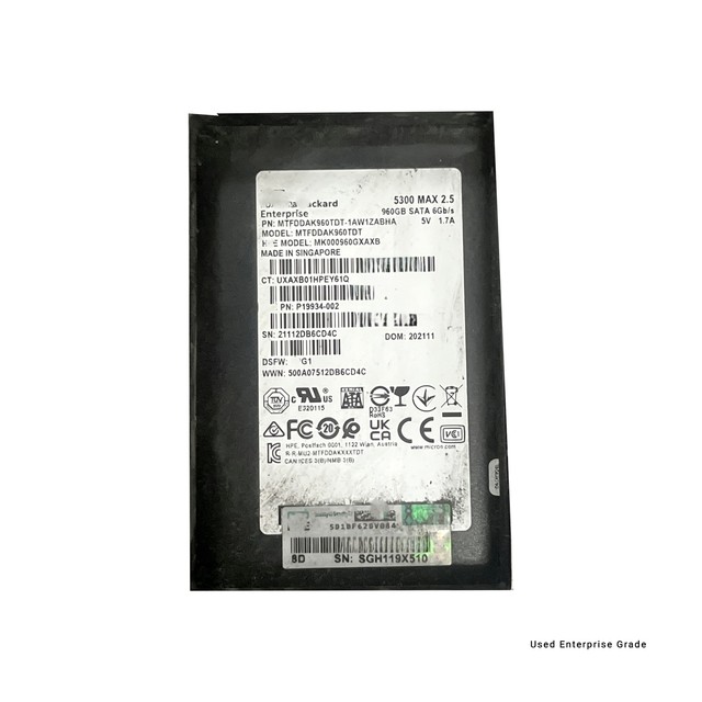 Original Used Tested 960G 2.5" SATA Internal Server Enterprise SSD MTFDDAK960TDT
