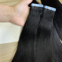 Extensions de cheveux humains, vente en gros, style bohème, Yaki clair, bande ins, cuticule vierge alignée, Yaki droit, Extension de cheveux