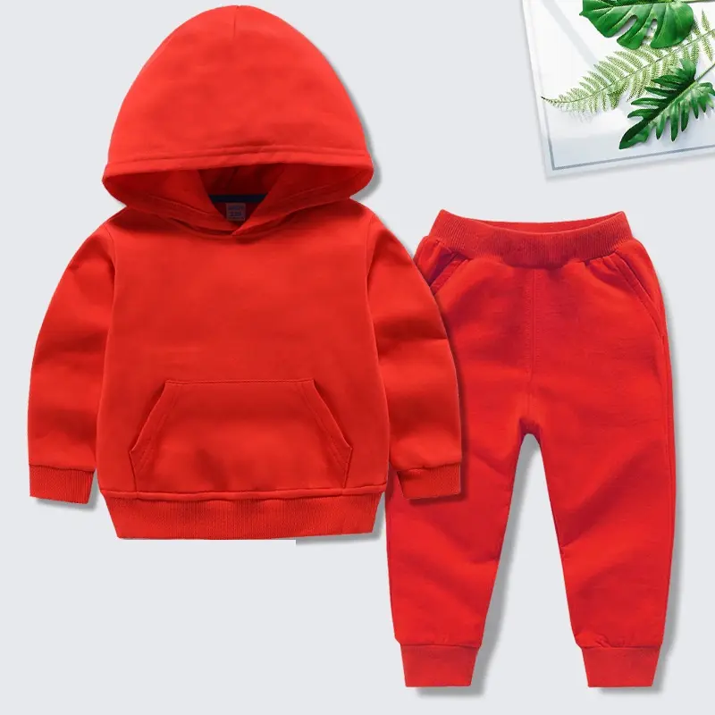 Groothandel Kinderen Trainingspak Jogger Set Blanco Kids Jongens 2 Stuk Katoenen Sweatshirt Meisjes Sweatsuit Hoodie Set