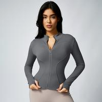 女式高品质立领跑步夹克女士厚全拉链瑜伽外套女士长袖可拉伸快干运动服 - Product Image 5