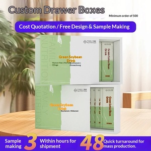 Custom <b>Drawer</b> Box for Solid Drinks, <b>Gold</b> Foil White Cardstock, Color Print, <b>Pull</b>-out Design, Small Batch Production - Product Image 4