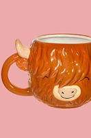 Mug en céramique mignon en forme de vache des Highlands, compatible lave-vaisselle et micro-ondes, design animalier de ferme, cadeau pour les amoureux des animaux, idéal pour la cuisine champêtre
