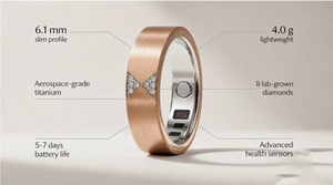 Anillo Inteligente Moderno de Titanio Delgado de 6.1mm con Grabado Personalizado, Diamante Cultivado en Laboratorio, Monitor de Salud, Resistente al Agua, Batería de 5-7 Días, Regalo - Product Image 4