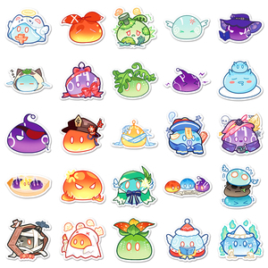 50Pcs Waterproof Vinyl Stickers, Cute Kawaii Genshin Impact Slime Cartoon Decals for Diary <strong>Game</strong> Console <strong>Girly</strong> DIY Decor - Product Image 4