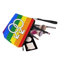 Pochette cosmétique personnalisée avec motif homme gay (motif arc-en-ciel) imprimé UV pour les voyages à l'étranger, le rangement de produits de beauté et la vente au détail