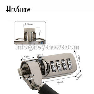 HeyShow in acciaio inox <span class=keywords><strong>Password</strong></span> di <span class=keywords><strong>sicurezza</strong></span> antifurto per Computer portatile Notebook Tablet PC filo corda cilindro di blocco - Product Image 6