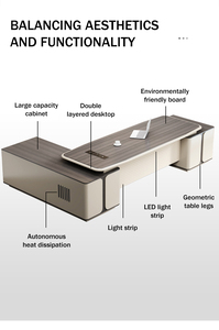 明夢現代オフィス家具高級その他オフィス家具CEOデスク社長L字型エグゼクティブオフィスデスク - Product Image 4