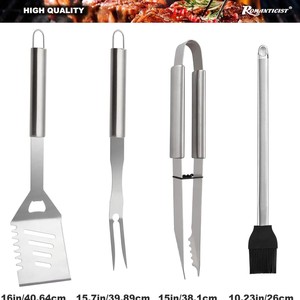 Cadeaux pour oncles et neveux : Kit d'accessoires de barbecue robustes pour jardin, ustensiles de cuisson en acier inoxydable épais avec poignées - Product Image 6