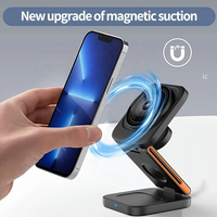 Chargeur sans fil magnétique rapide 3 en 1 avec matériau ignifuge, portable et pliable pour téléphone portable, montre et écouteurs