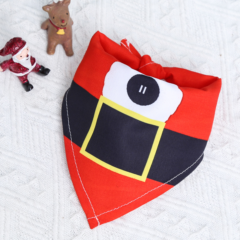 Dog Christmas Cotton Printed Pet Scarf Dress Up Triangle Saliva Towel Cat Bib Decoration