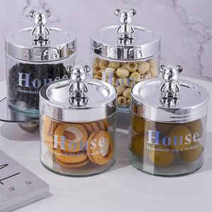 Venta caliente botella de almacenamiento de oso de lujo tarro de almacenamiento de vidrio de lujo ligero para el hogar para cereales gruesos de frutas secas y almacenamiento de alimentos - Product Image 4