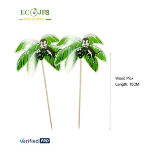 ECO JFB 2025 OEM Custom 15cm albero <span class=keywords><strong>di</strong></span> cocco carta decorazioni in <span class=keywords><strong>legno</strong></span> stuzzicadenti festa cibo usa e getta bastoncini da Cocktail - Product Image 2