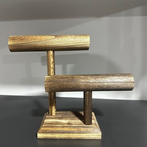 Présentoir à bijoux en bois à double barre, organisateur de bureau pour bracelets, montres, bandeaux et rangement d'ornements - Product Image 3