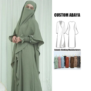 Ensemble hijab personnalisé avec logo, nouveau design, khimar en soie blanche, abaya pour femmes musulmanes, impression numérique, ODM, vêtements d'hiver en polyester, taille XS - Product Image 2