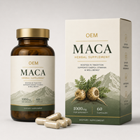 Capsules de racine de maca en gros, 1000 mg par portion, fabriquées en usine certifiée GMP, étiquette et emballage personnalisés, capsules de racine de maca noire