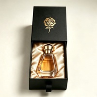 Boîte d'emballage de parfum de luxe avec logo personnalisé, boîte à tiroir en papier noir, boîte à parfum vide en verre, boîte cadeau en gros