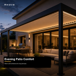 Cubierta de Patio Larga para Exteriores RKOVE Premium, Serie RK-C2, Pérgola de Aluminio Inteligente con Motor y Persianas Ajustables - Product Image 4