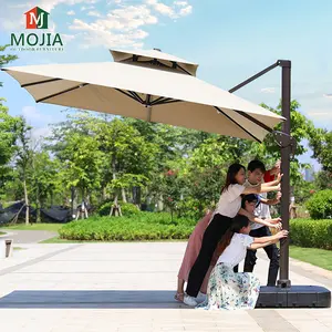 Nhà Máy Cung Cấp Ngoài Trời Restuarent Bãi Biển Lớn Hồ Bơi Năng Lượng Mặt Trời Parasol Cantilever Patio Ô Dù Với In Logo