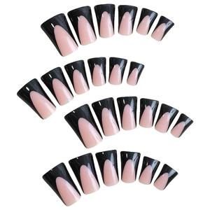 24 ชิ้น/ชุด ขายส่ง ปลายเล็บปลอมทรงปากเป็ดแบบฝรั่งเศส สีดำขอบดำ รุ่น XA-86-09 - Product Image 4