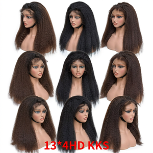 โปรโมชั่น Letsfly ลด 250% วิกผมตรงแบบหยิก 4C Edges  13x4 HD Lace Frontal  วิกผมแท้  แบบมีลูกผมธรรมชาติ  วิกผมหยิกแบบ Yaki ขายส่ง - Product Image 1