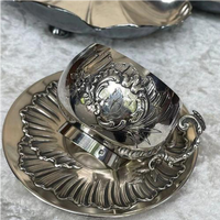 Taza de Té de Plata Pura Grabada a Mano con Asa, Taza de Café de Plata Antigua, Copa de Vino, Se Acepta Logotipo Personalizado