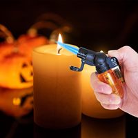 Mini briquets au butane rechargeables à flamme unique, briquets torche rotatifs