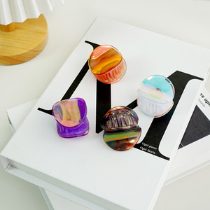 Environmentally Friendly Material Beautiful Multi-color Sunset Gradient Color Round Acetate <b>Hair</b> <b>Claws</b> Cute <b>Claw</b> Clips - Product Image 6