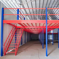 Plateforme industrielle en acier à structure portée par des racks, mezzanine amovible et extensible pour le stockage en vrac de cartons en entrepôt