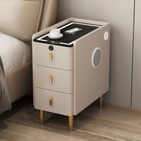 Table de chevet Source Factory avec lumière 3 couleurs + recharge sans fil + USB + haut-parleur Bluetooth, idéale pour les chambres à coucher et les petits espaces