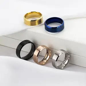 Moda Full Size 5 colori anello in acciaio inossidabile 316L 8mm di larghezza spazi vuoti numeri romani anelli anello cz in acciaio inossidabile