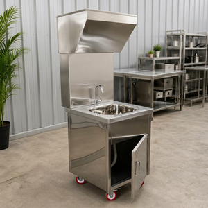 Station de lavage des mains mobile Shree Chamunda à cuve unique en acier inoxydable avec robinet et armoire - Product Image 1