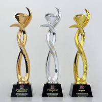 Trofeo de Resina con Cristal, Oro, Plata y Cobre, Premios de Reconocimiento con Diamantes MH-T66