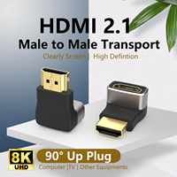 Adaptador de carcasa metálica 8K HDMI2.1V, ángulo recto hacia abajo, adaptador macho de 90 grados a hembra, compatible con conector de enchufe dinámico HDR
