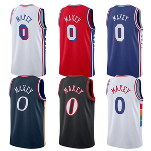 Philadelphia Pria 2025 # 0 Maxey Jersey Custom Kaos Basket Jahitan Bordir Seragam Remaja - Product Image 1
