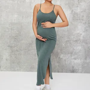 2021 hsd supplier Midi Dress elegant causal elegant sexy women ladies BASICS Maternity Curved Hem Solid Dresses