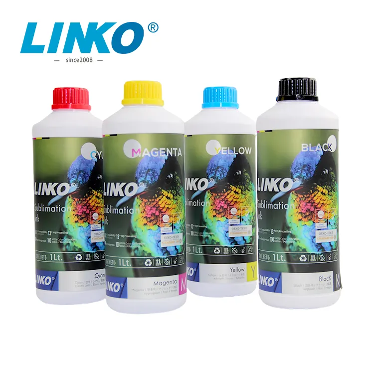LINKO factory price top quality premium sublimation ink 4 colors for heat transfer printing with sublimation paper