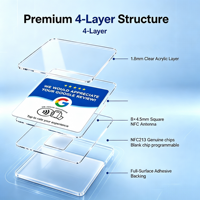 Étiquette numérique NFC NTAG213 en acrylique de 12 cm, 13,56 MHz, étanche, enregistrable et modifiable, pour menu numérique, panneau de table ou carte de menu pour restaurant
