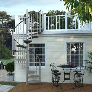 Escalier en colimaçon contemporain pour hôtel, intérieur/extérieur, avec marches en acier, finition mate, garde-corps en acier inoxydable - Product Image 3