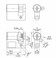 Serrure de panneau haute performance durable, cylindres en zinc moulé sous pression, norme ANSI Grade 1, finition chromée brillante, 2 clés, entraxe 50 mm